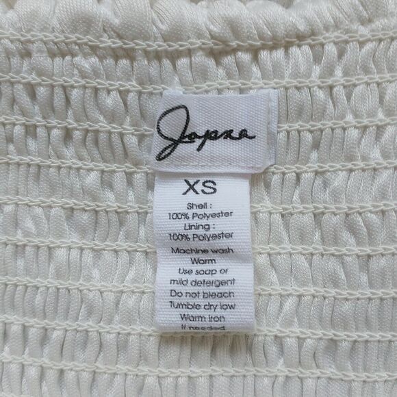 Japana Crop Top XS White Ruffle Ruched Cottagecore Boho Peasant Coquette - Picture 6 of 6